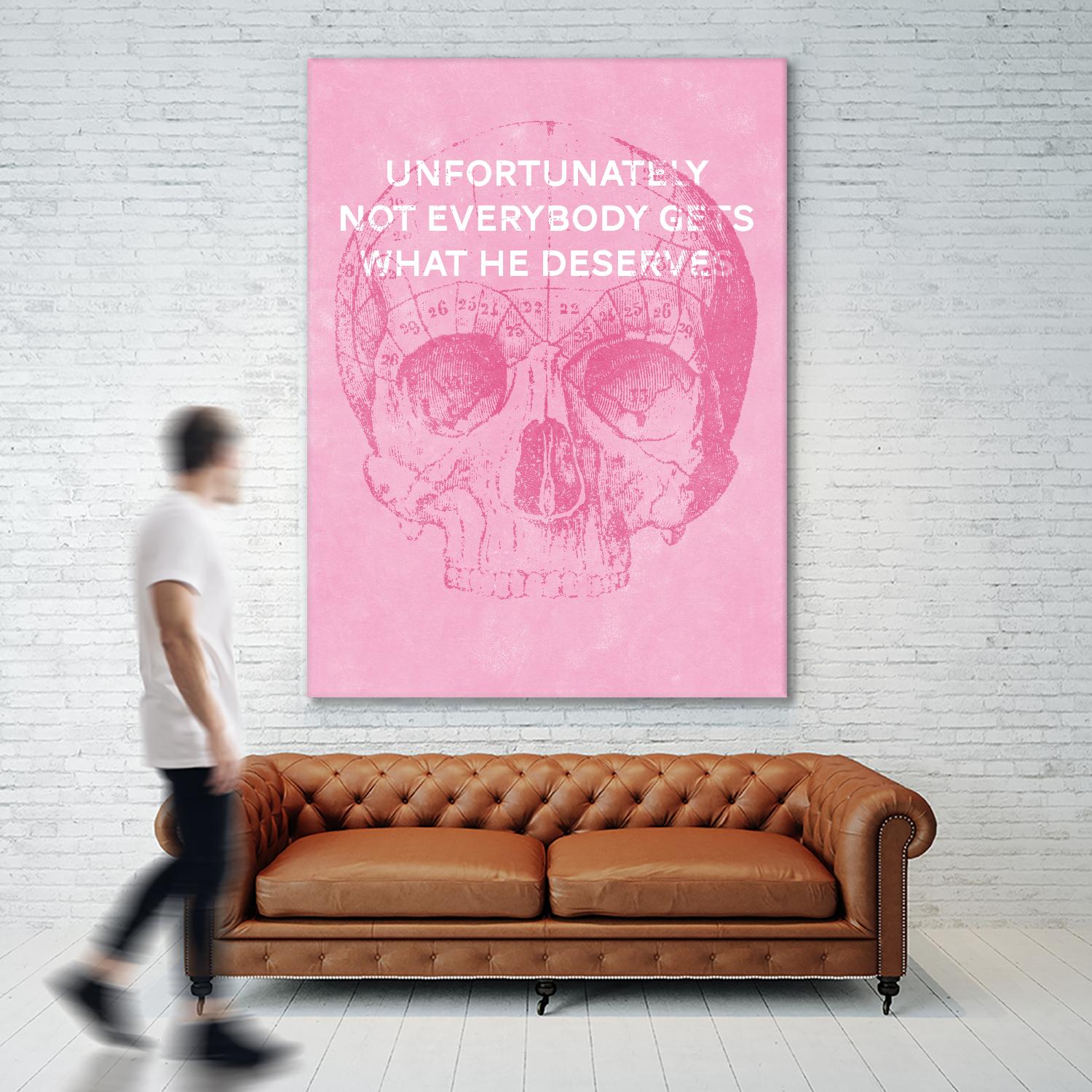 Unfortunately Not Everybody Gets What He Deserves by Hannes Beer on GIANT ART - pink inspirational, urban/pop surrealism, design/type, illustration, typography