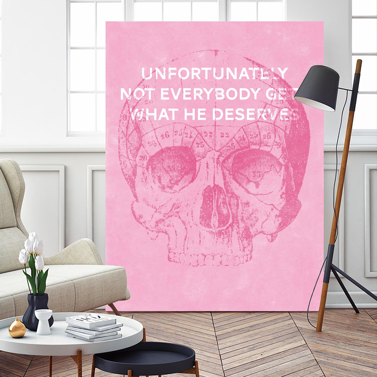 Unfortunately Not Everybody Gets What He Deserves by Hannes Beer on GIANT ART - pink inspirational, urban/pop surrealism, design/type, illustration, typography