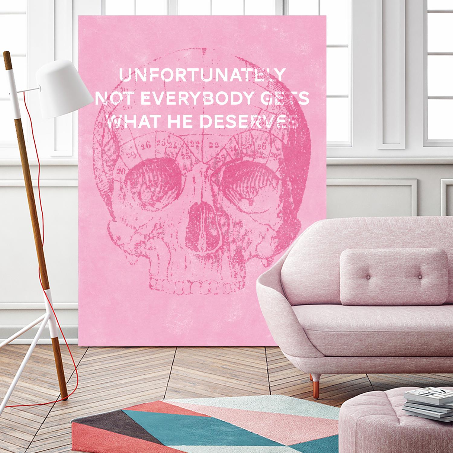 Unfortunately Not Everybody Gets What He Deserves by Hannes Beer on GIANT ART - pink inspirational, urban/pop surrealism, design/type, illustration, typography