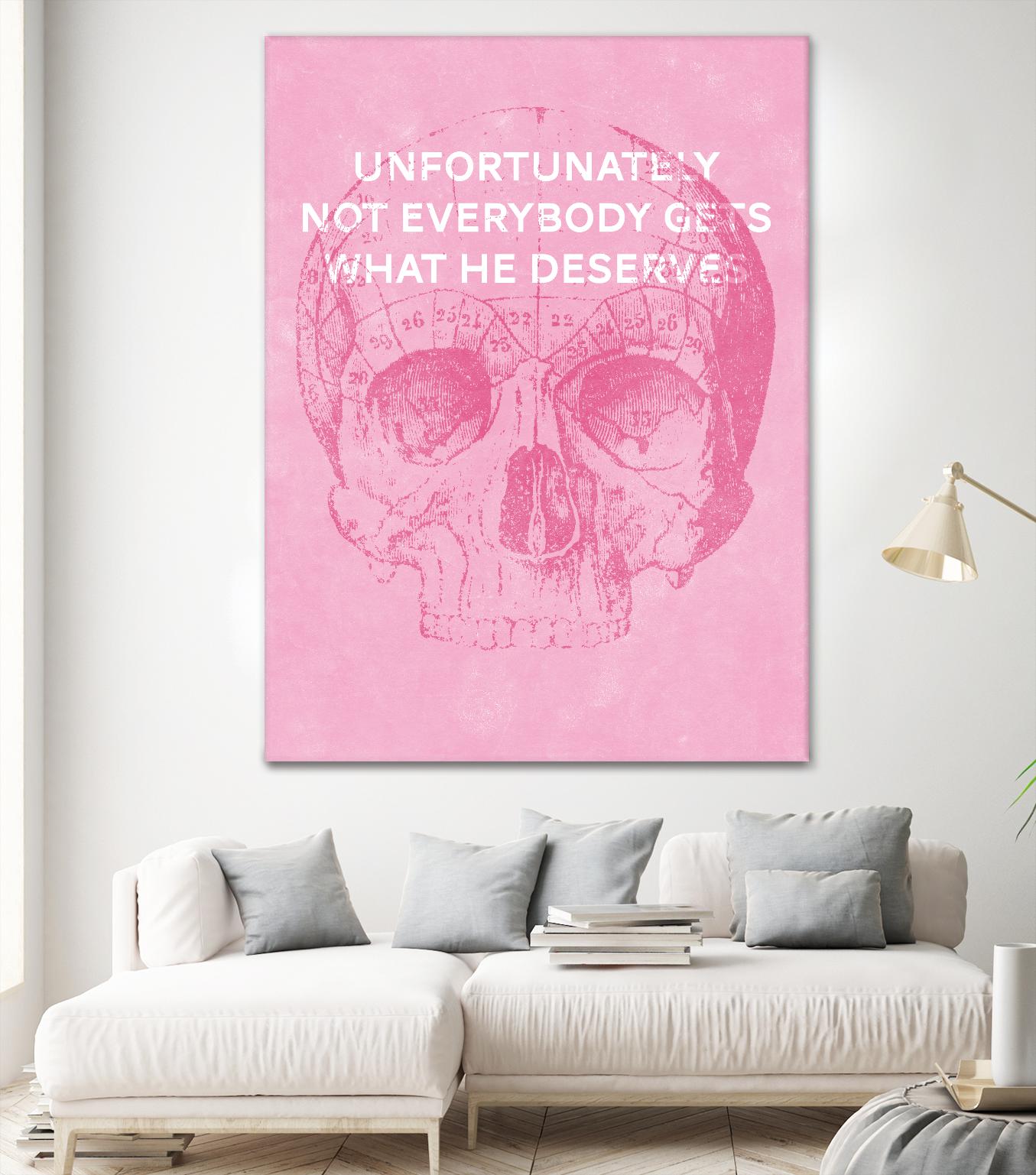 Unfortunately Not Everybody Gets What He Deserves by Hannes Beer on GIANT ART - pink inspirational, urban/pop surrealism, design/type, illustration, typography