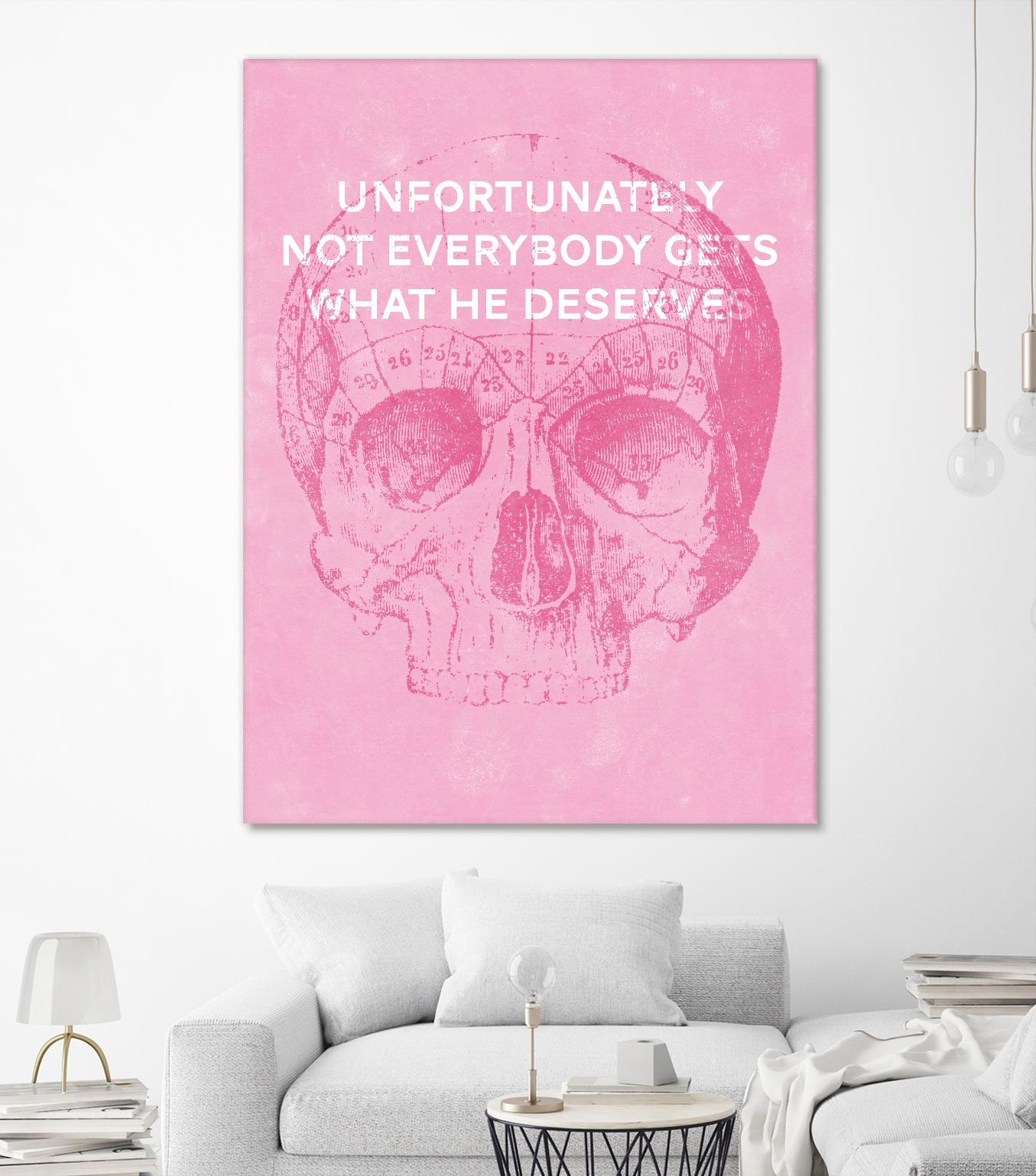 Unfortunately Not Everybody Gets What He Deserves by Hannes Beer on GIANT ART - pink inspirational, urban/pop surrealism, design/type, illustration, typography