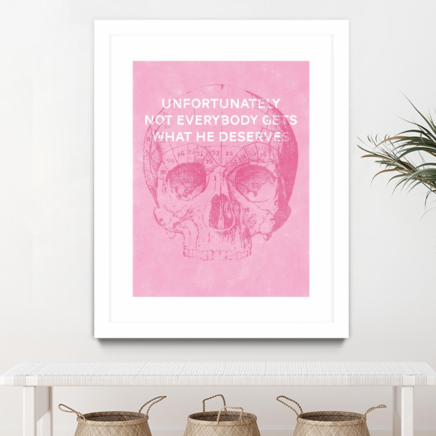Unfortunately Not Everybody Gets What He Deserves by Hannes Beer on GIANT ART - pink inspirational, urban/pop surrealism, design/type, illustration, typography