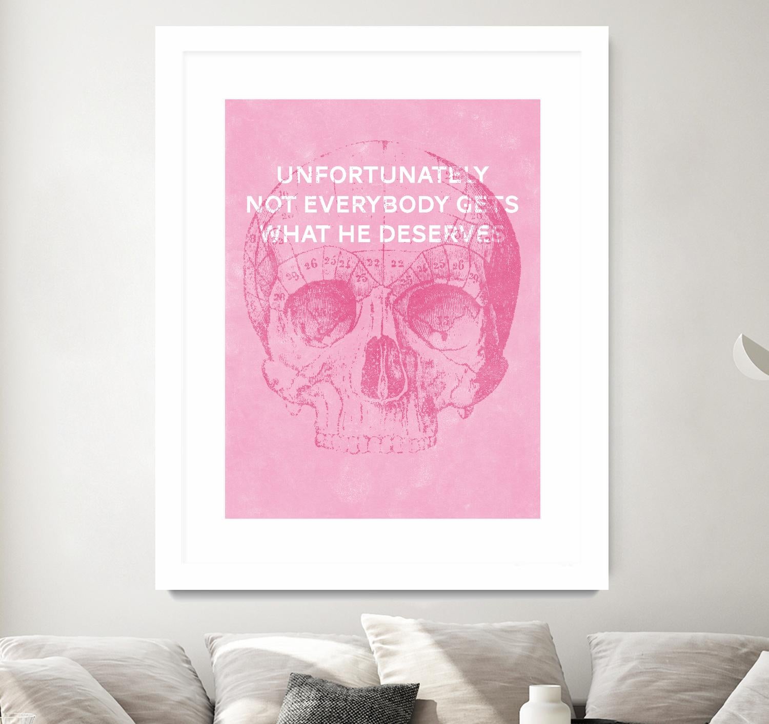 Unfortunately Not Everybody Gets What He Deserves by Hannes Beer on GIANT ART - pink inspirational, urban/pop surrealism, design/type, illustration, typography