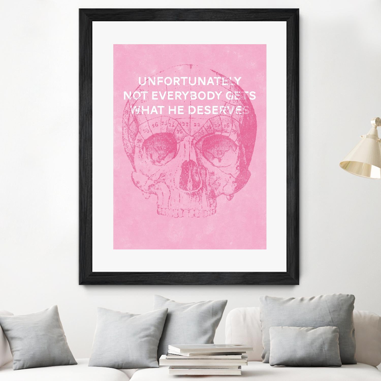 Unfortunately Not Everybody Gets What He Deserves by Hannes Beer on GIANT ART - pink inspirational, urban/pop surrealism, design/type, illustration, typography