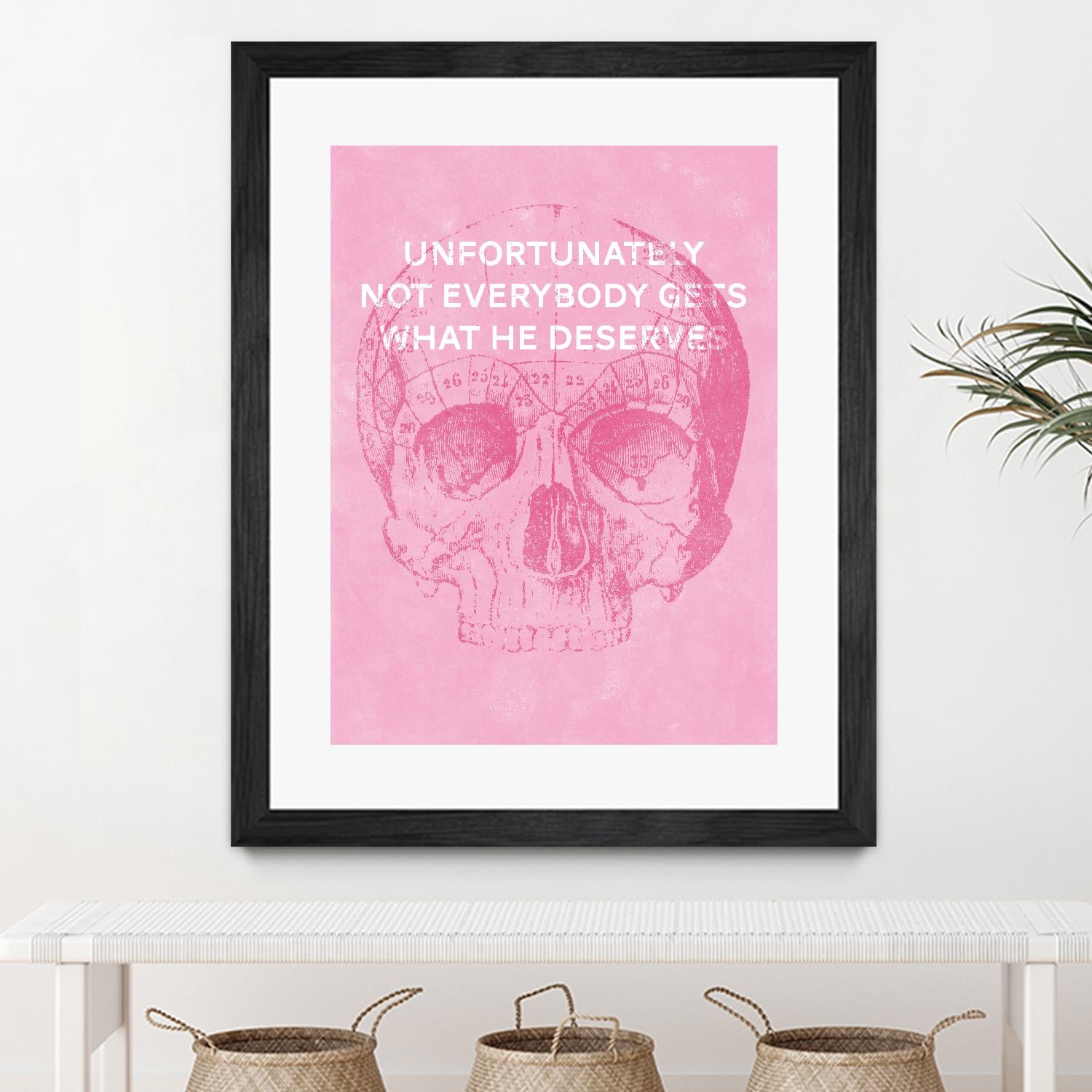 Unfortunately Not Everybody Gets What He Deserves by Hannes Beer on GIANT ART - pink inspirational, urban/pop surrealism, design/type, illustration, typography