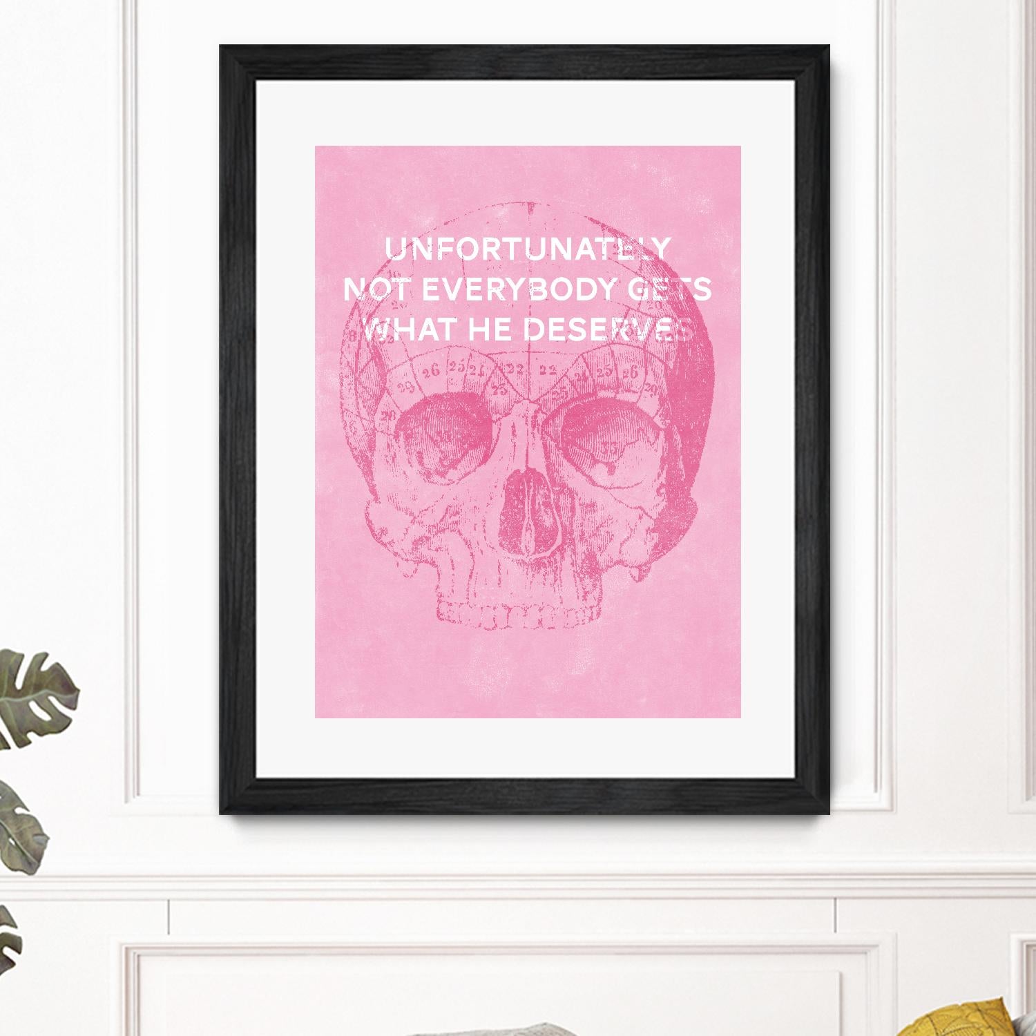 Unfortunately Not Everybody Gets What He Deserves by Hannes Beer on GIANT ART - pink inspirational, urban/pop surrealism, design/type, illustration, typography