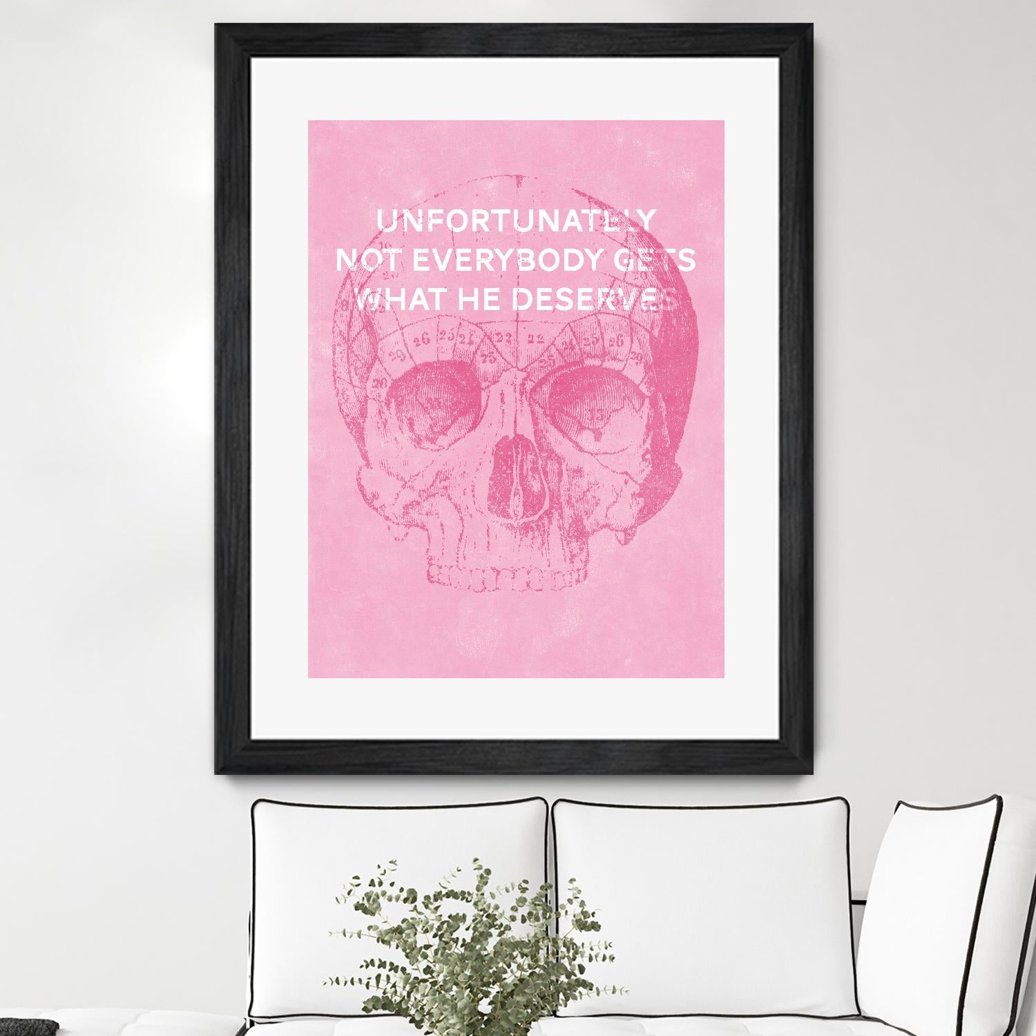 Unfortunately Not Everybody Gets What He Deserves by Hannes Beer on GIANT ART - pink inspirational, urban/pop surrealism, design/type, illustration, typography