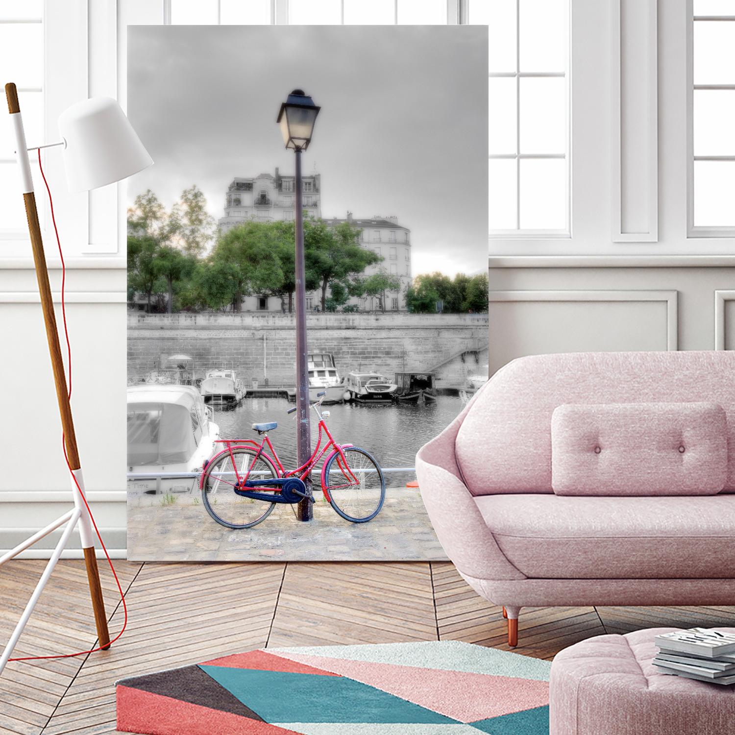 Bicycle St Martin Canal #1 by Alan Blaustein on GIANT ART - multicolor photography; landscapes; people/places