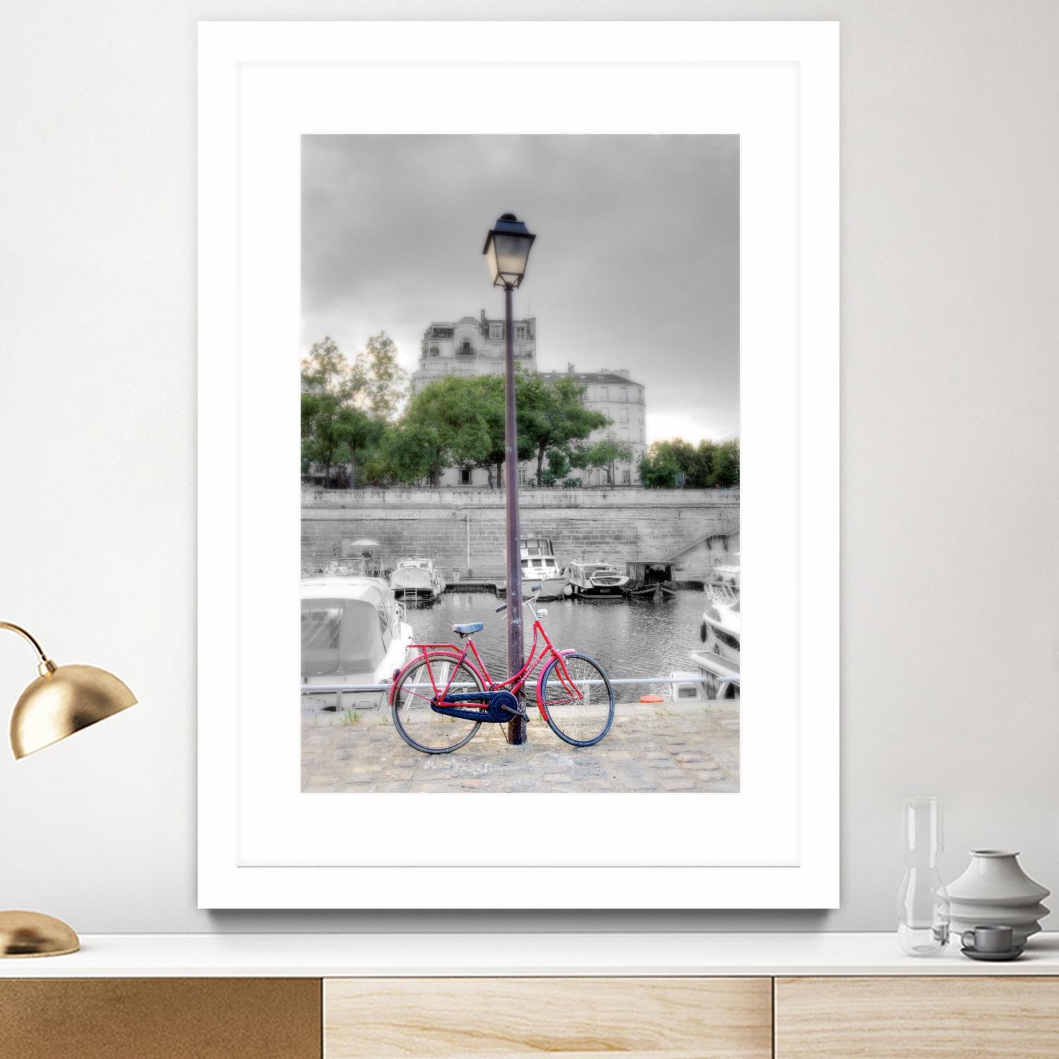 Bicycle St Martin Canal #1 by Alan Blaustein on GIANT ART - multicolor photography; landscapes; people/places