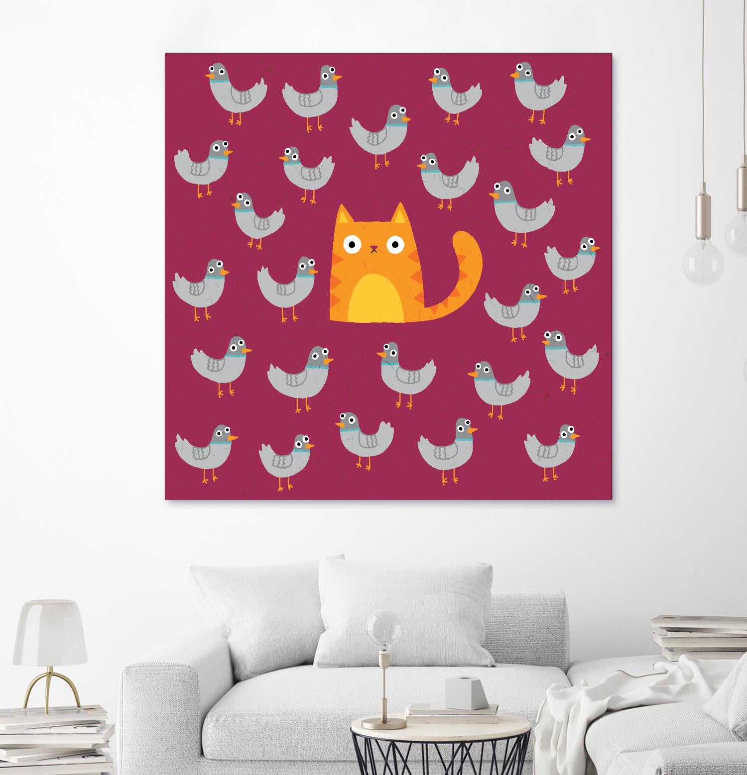 Cat amongst the Pigeons by Michael Buxton on GIANT ART - multicolor urban/pop surrealism; animals; contemporary