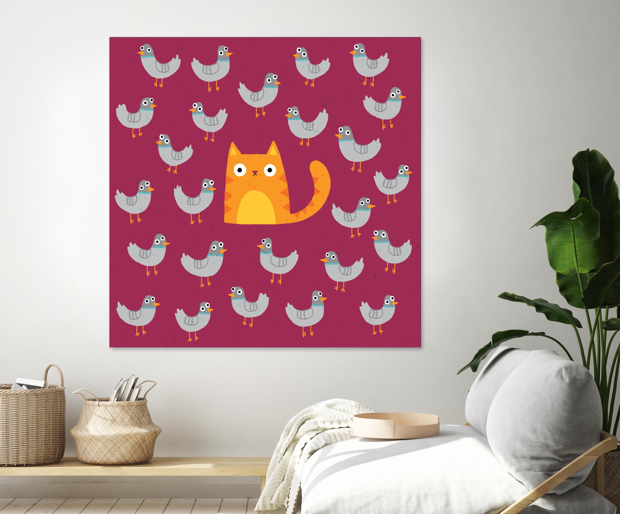 Cat amongst the Pigeons by Michael Buxton on GIANT ART - multicolor urban/pop surrealism; animals; contemporary