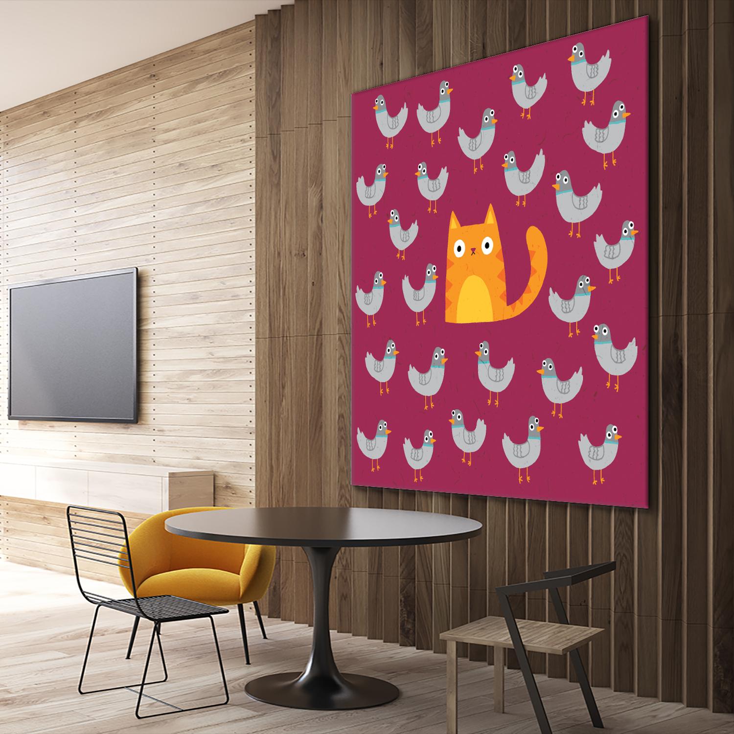 Cat amongst the Pigeons by Michael Buxton on GIANT ART - multicolor urban/pop surrealism; animals; contemporary