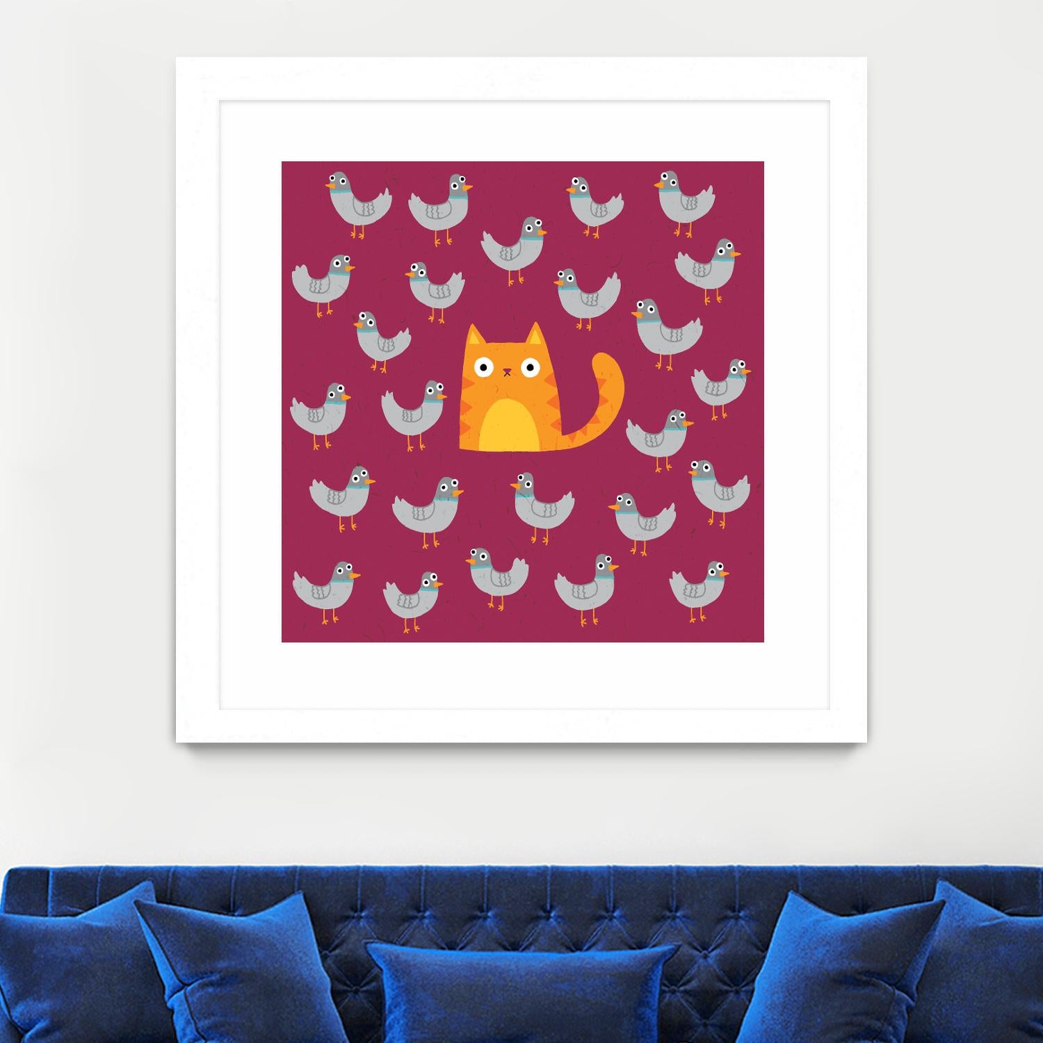 Cat amongst the Pigeons by Michael Buxton on GIANT ART - multicolor urban/pop surrealism; animals; contemporary