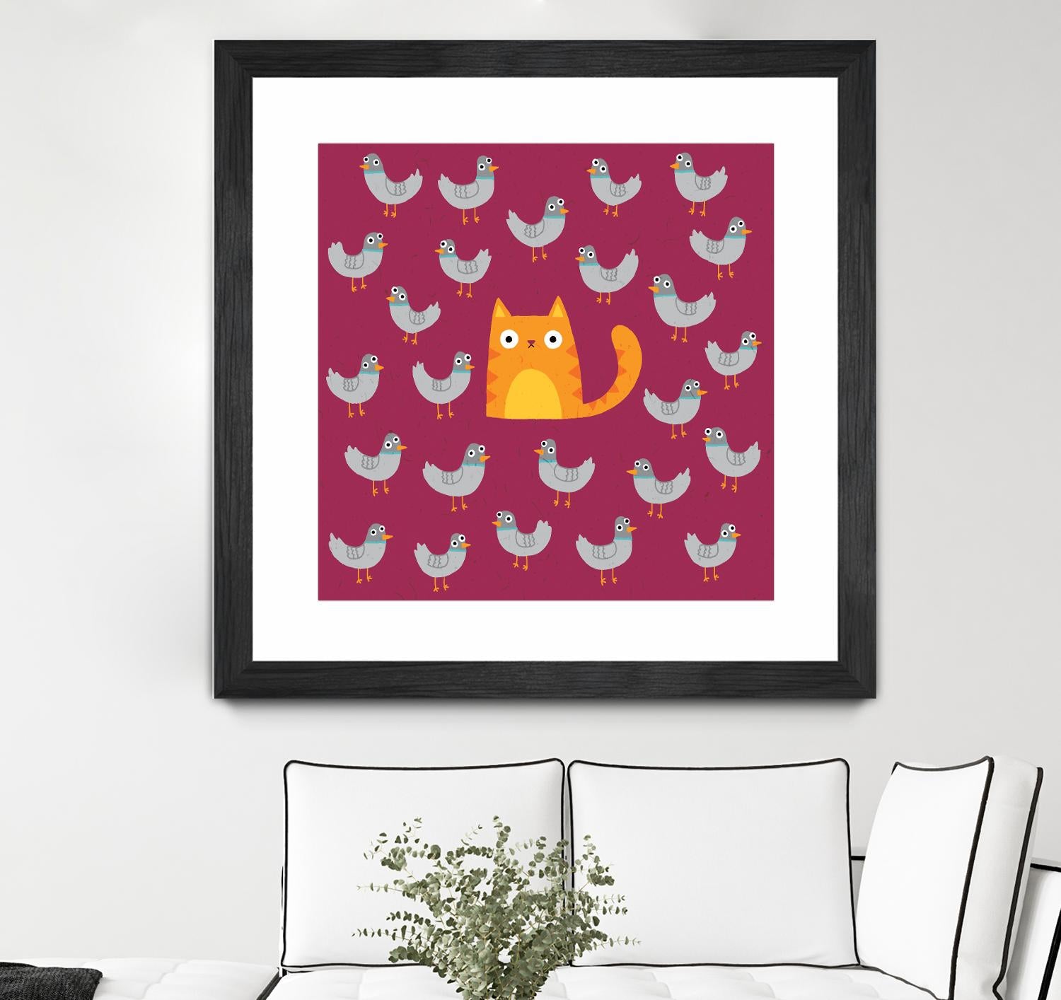 Cat amongst the Pigeons by Michael Buxton on GIANT ART - multicolor urban/pop surrealism; animals; contemporary