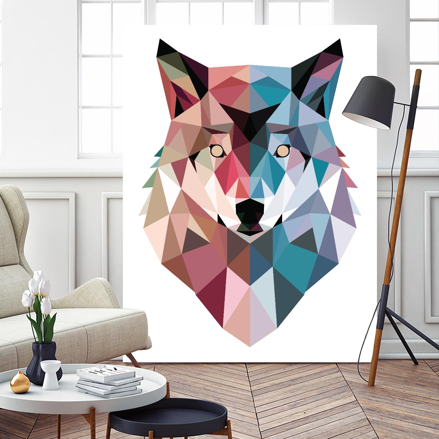 Geo Wolf by Michael Buxton on GIANT ART - multicolor urban/pop surrealism; contemporary; animals