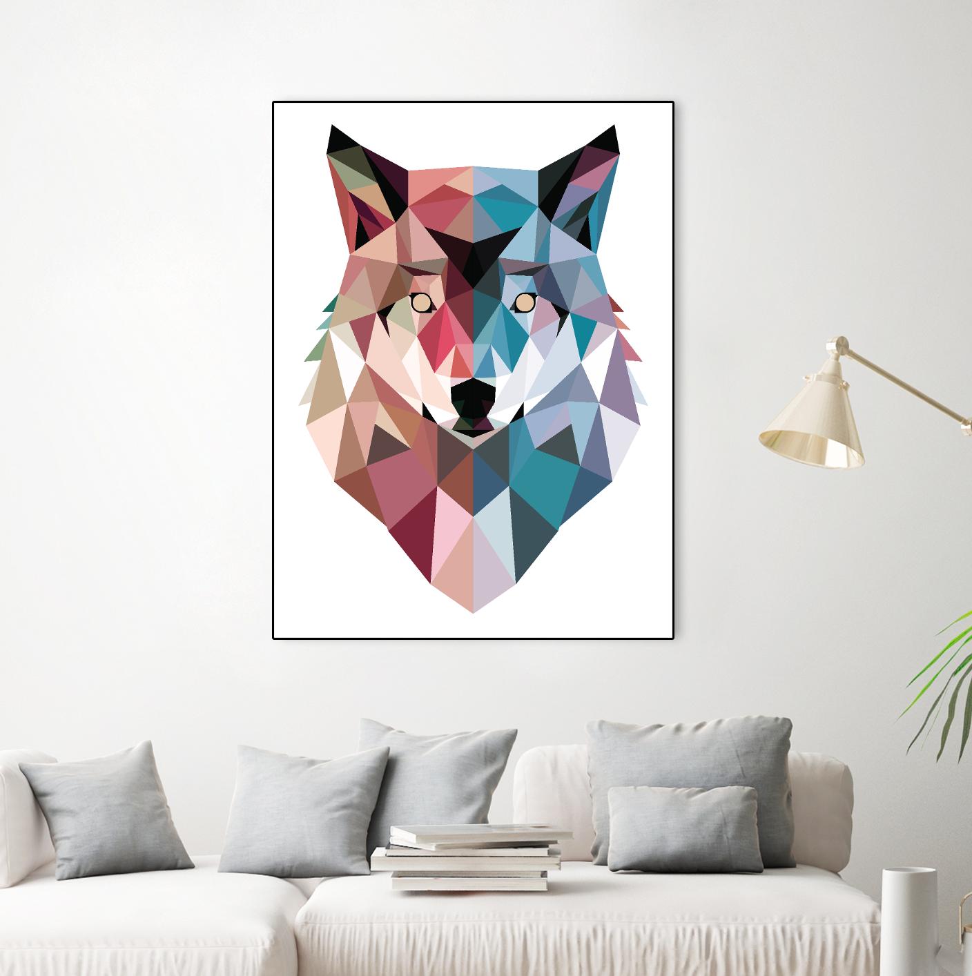 Geo Wolf by Michael Buxton on GIANT ART - multicolor urban/pop surrealism; contemporary; animals