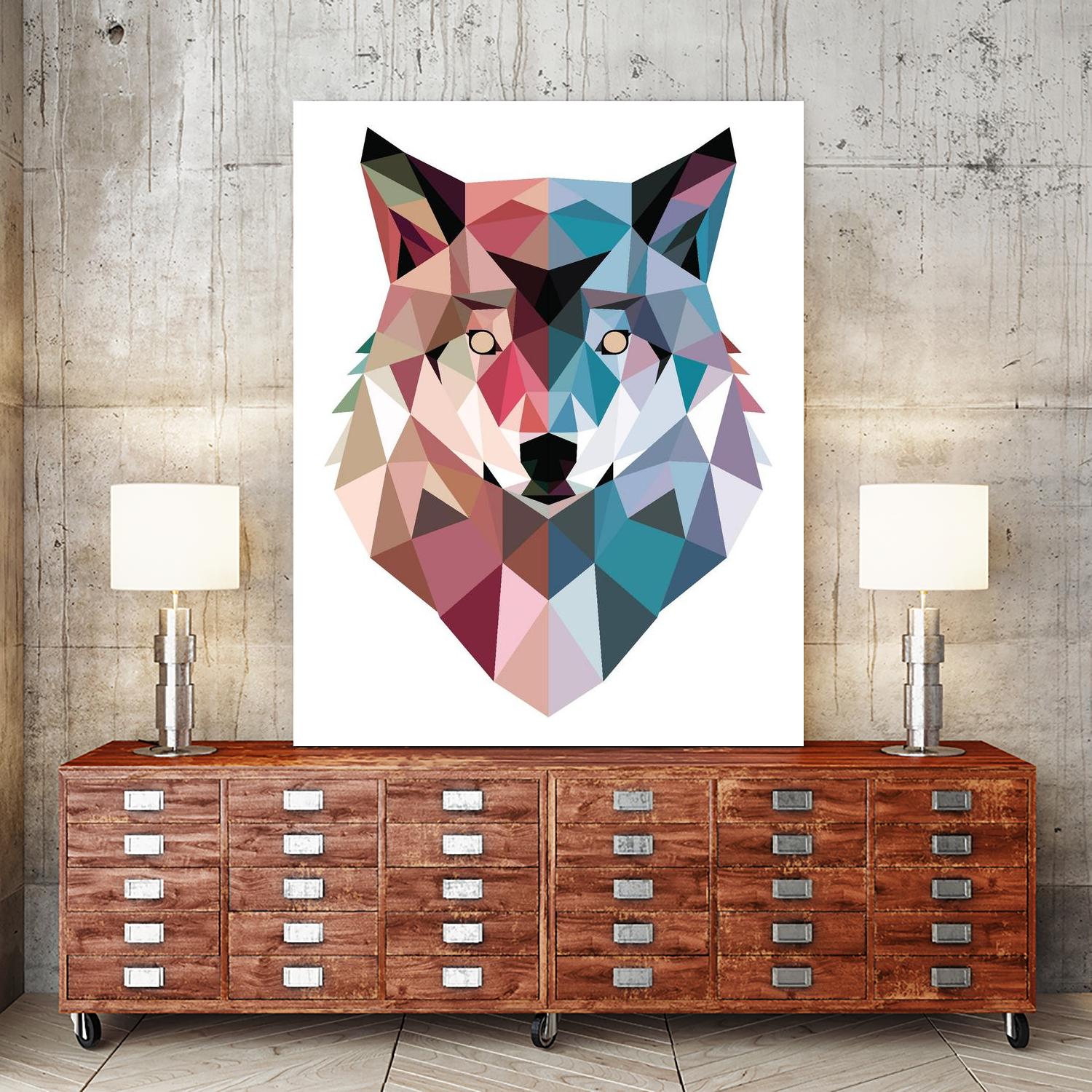 Geo Wolf by Michael Buxton on GIANT ART - multicolor urban/pop surrealism; contemporary; animals