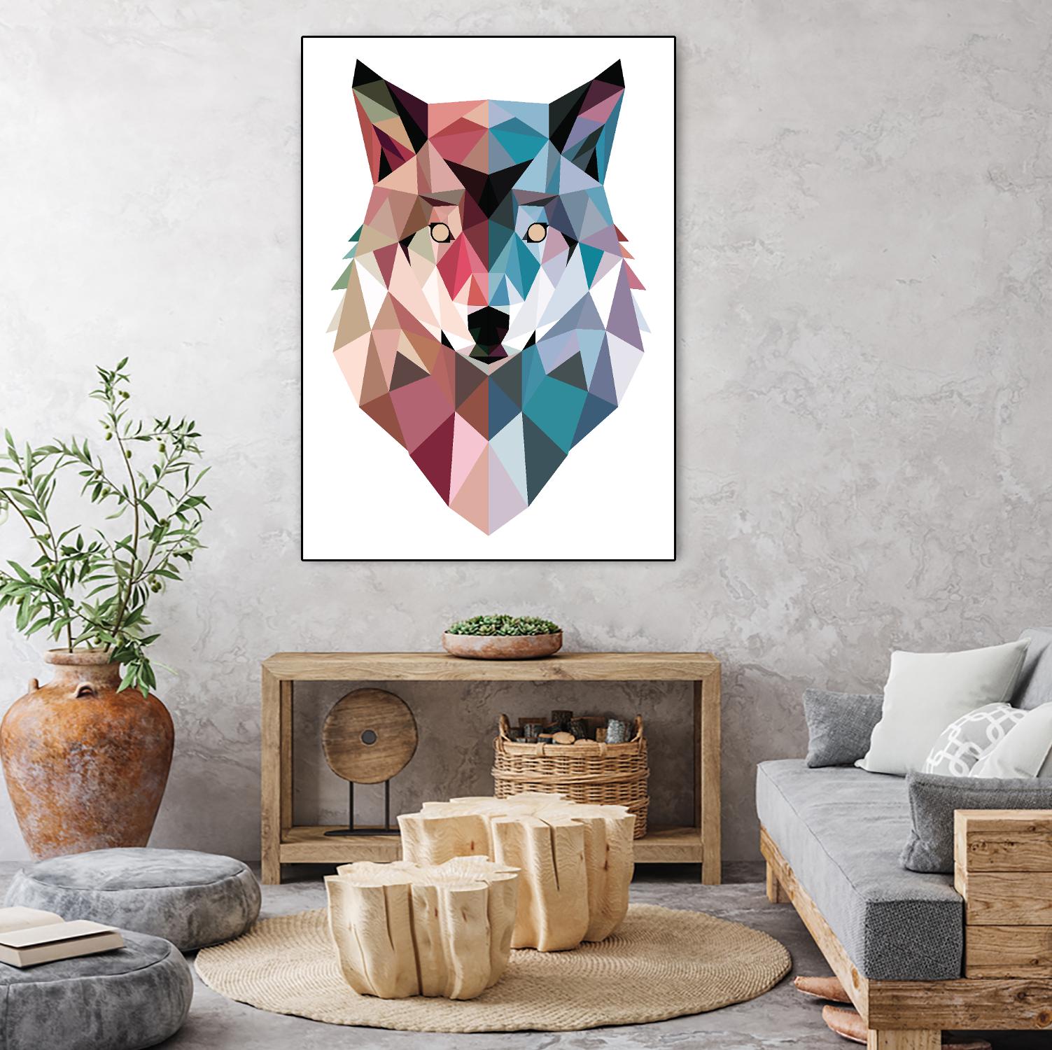 Geo Wolf by Michael Buxton on GIANT ART - multicolor urban/pop surrealism; contemporary; animals
