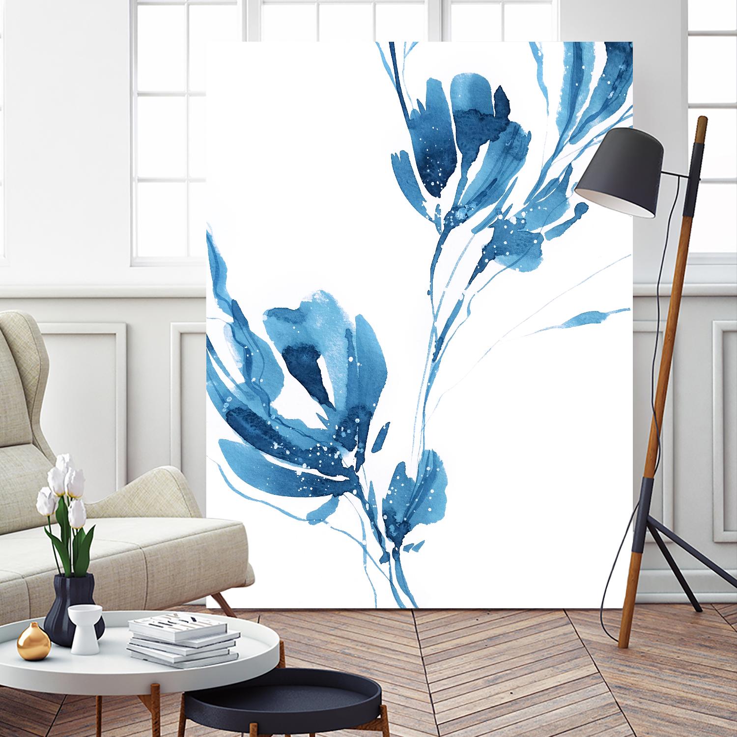 Blue Move 1 by Lesia Binkin on GIANT ART - blue, white floral/still life, patterns, plants