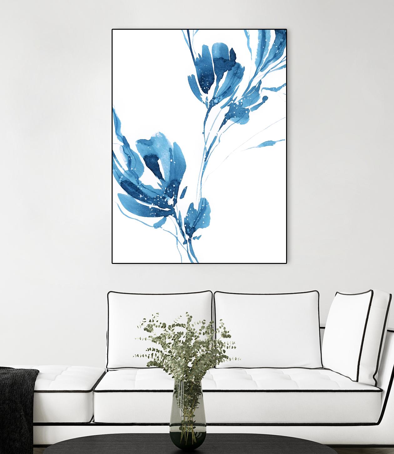 Blue Move 1 by Lesia Binkin on GIANT ART - blue, white floral/still life, patterns, plants