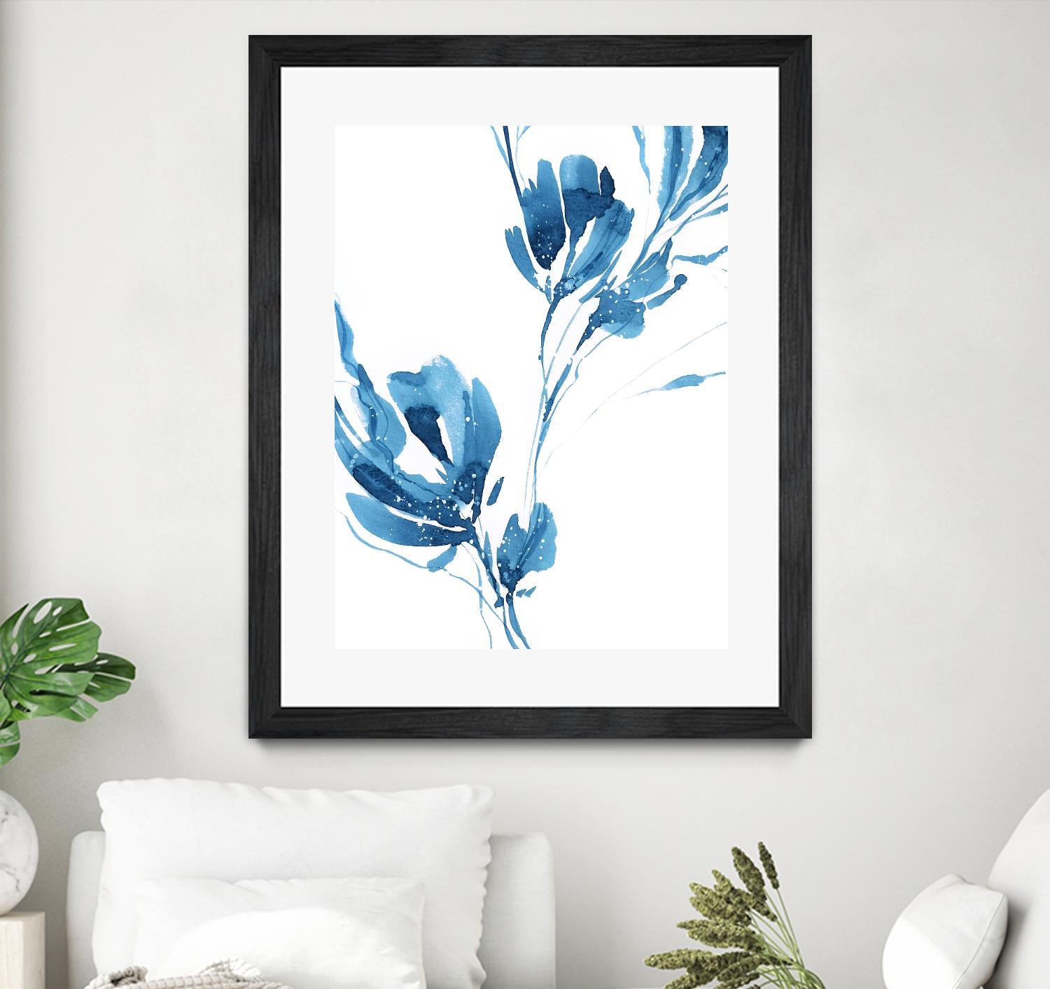 Blue Move 1 by Lesia Binkin on GIANT ART - blue, white floral/still life, patterns, plants