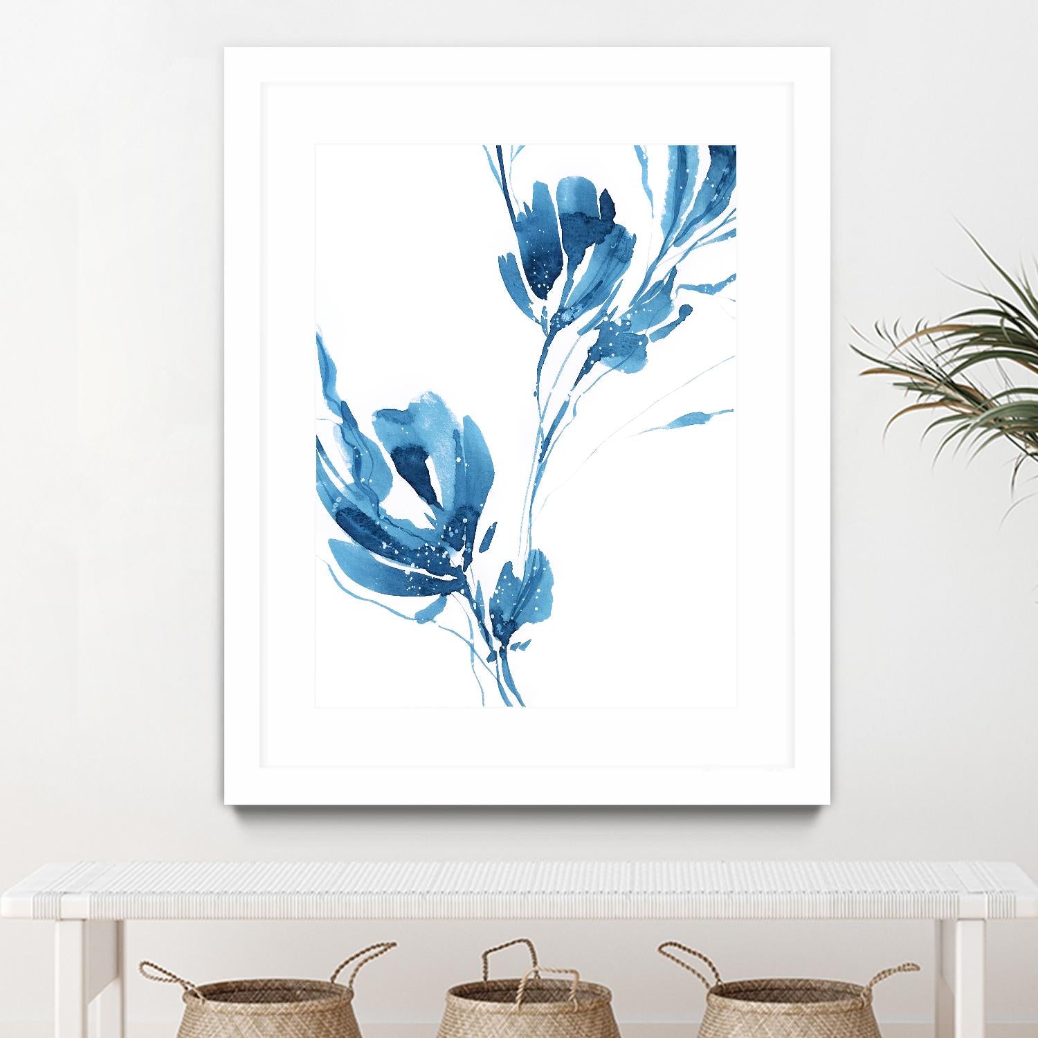 Blue Move 1 by Lesia Binkin on GIANT ART - blue, white floral/still life, patterns, plants
