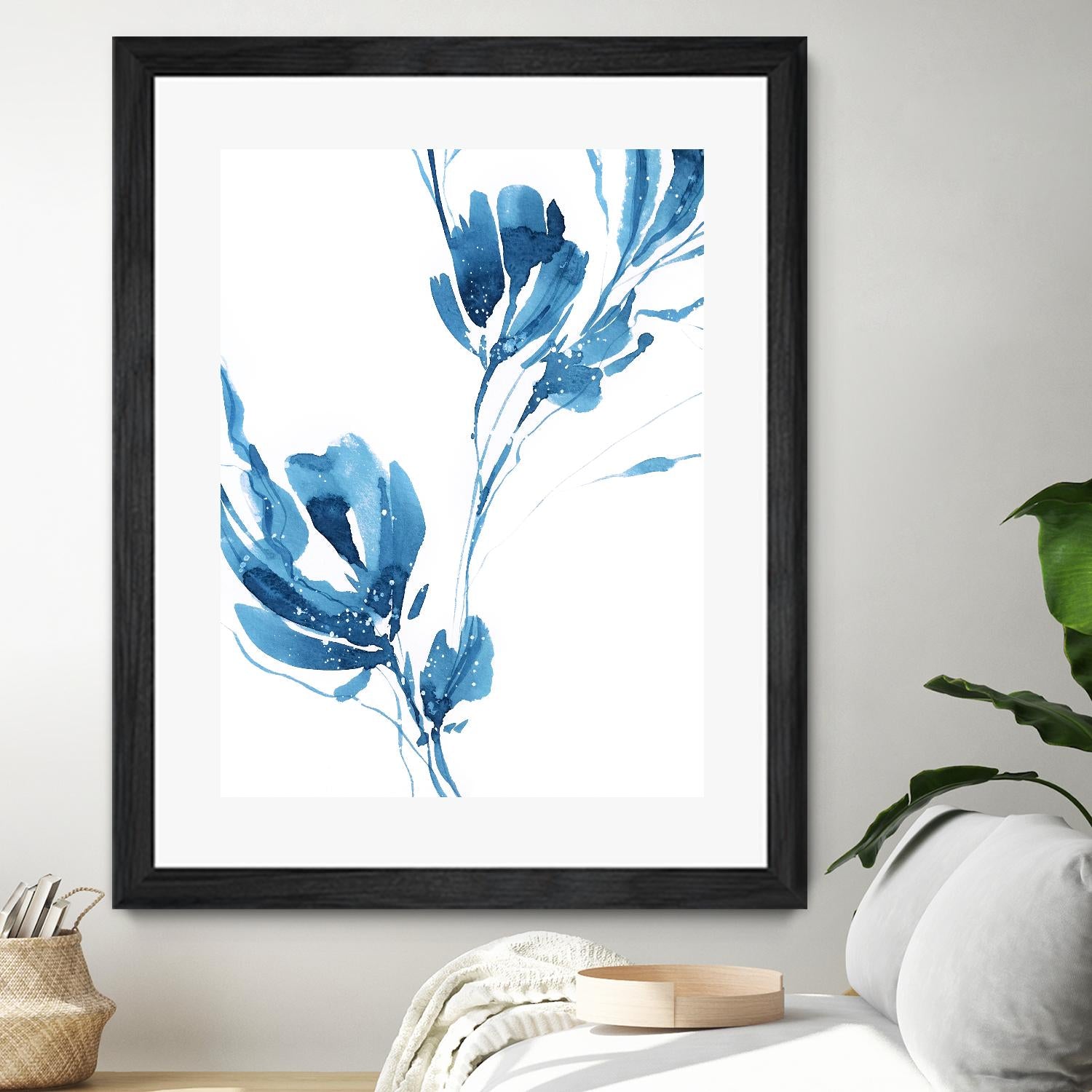 Blue Move 1 by Lesia Binkin on GIANT ART - blue, white floral/still life, patterns, plants