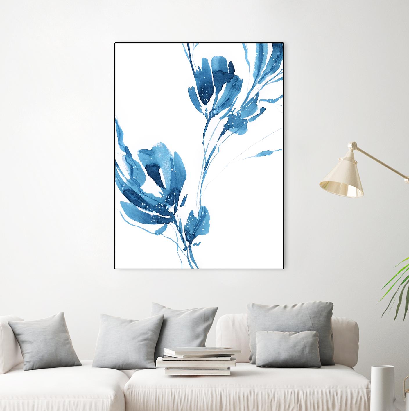 Blue Move 1 by Lesia Binkin on GIANT ART - blue, white floral/still life, patterns, plants