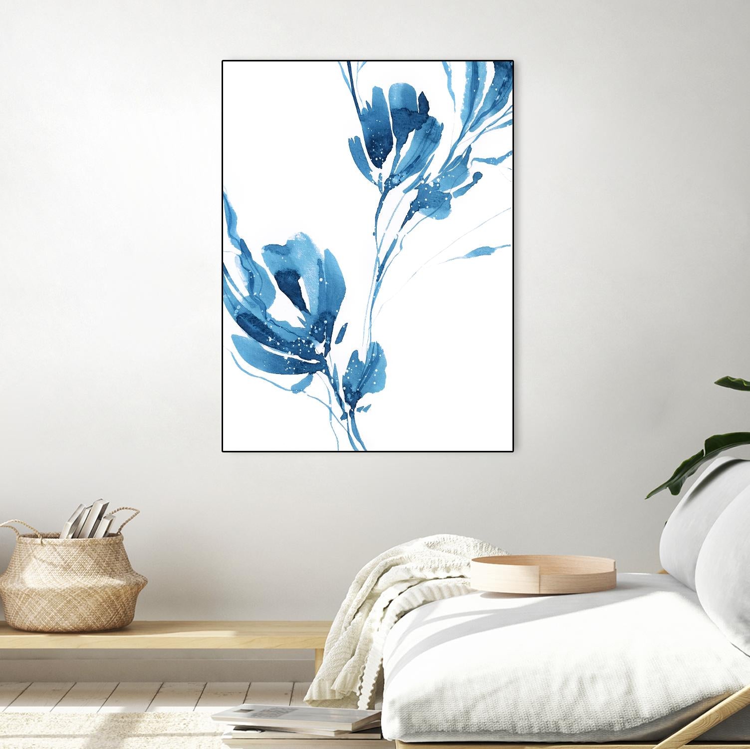Blue Move 1 by Lesia Binkin on GIANT ART - blue, white floral/still life, patterns, plants