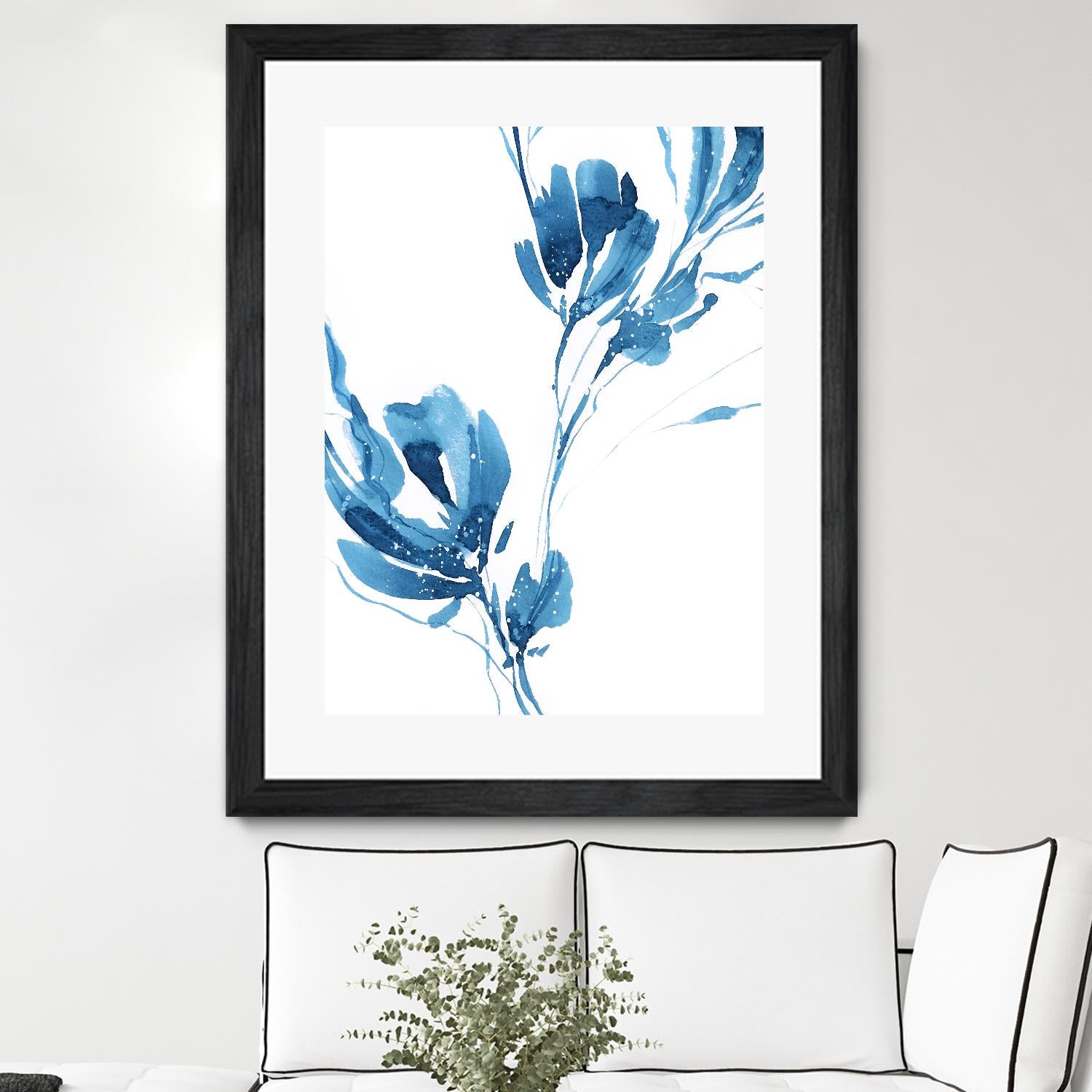 Blue Move 1 by Lesia Binkin on GIANT ART - blue, white floral/still life, patterns, plants