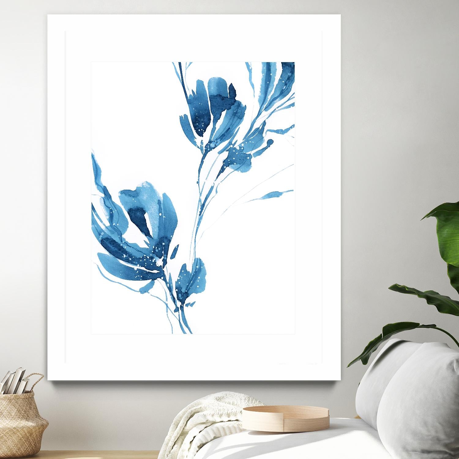 Blue Move 1 by Lesia Binkin on GIANT ART - blue, white floral/still life, patterns, plants