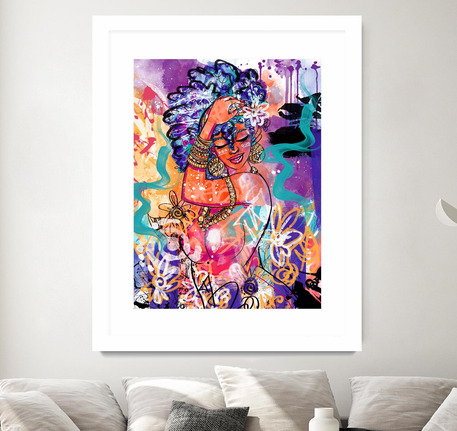 Gold Flowers by Justin Copeland on GIANT ART - multicolor ethnic; figurative; contemporary