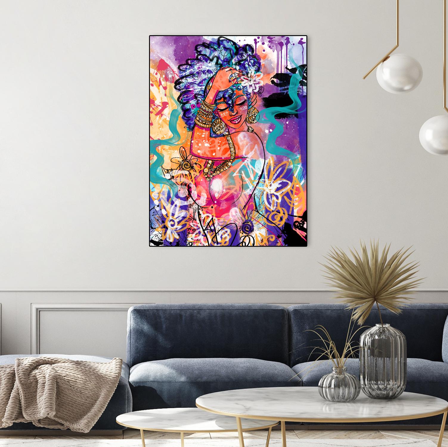 Gold Flowers by Justin Copeland on GIANT ART - multicolor ethnic; figurative; contemporary