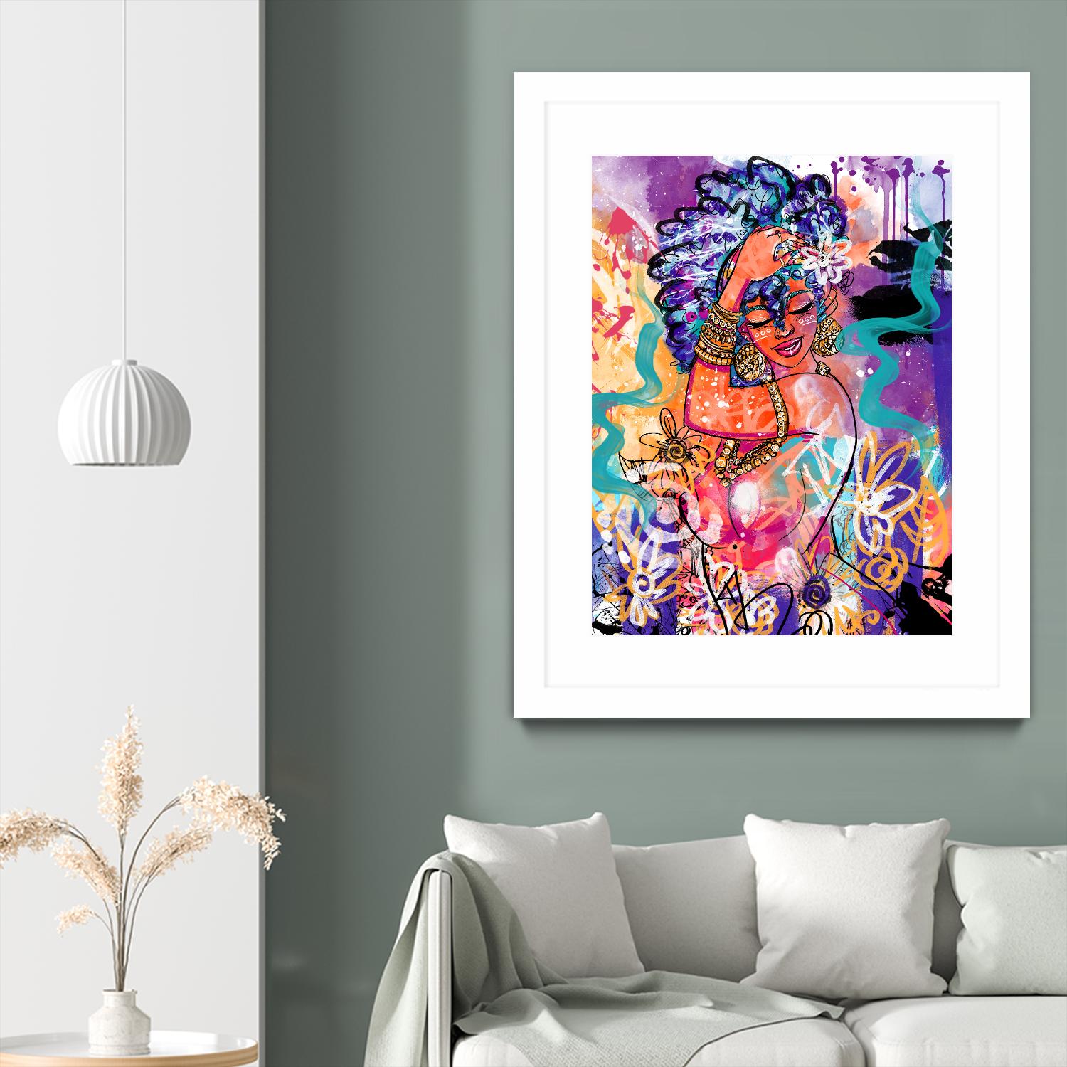 Gold Flowers by Justin Copeland on GIANT ART - multicolor ethnic; figurative; contemporary