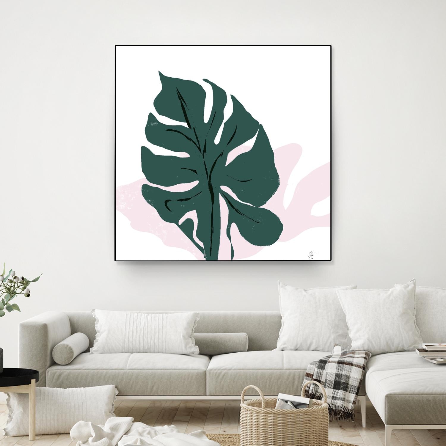 Pink Shadow by Niya Christine on GIANT ART - green contemporary, floral/still life, leaves