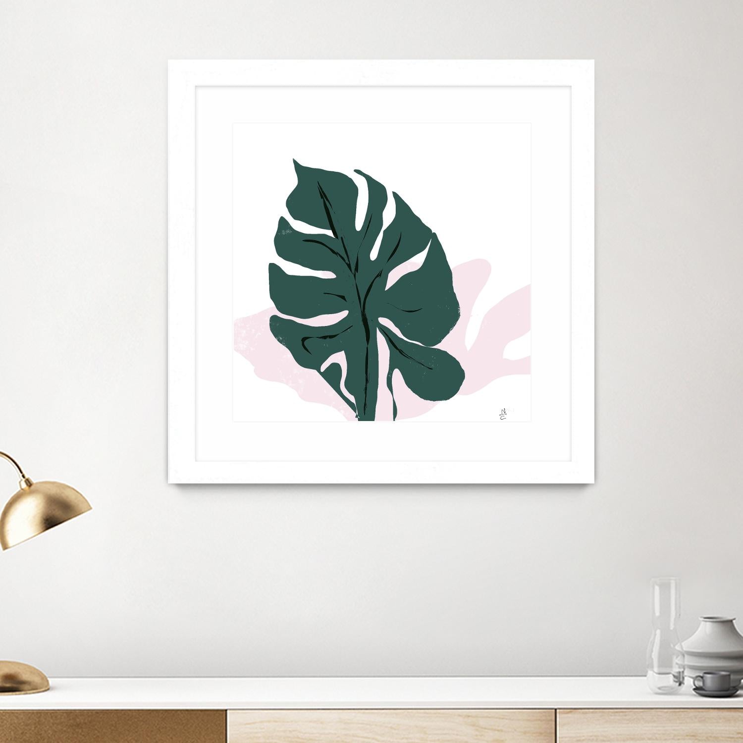 Pink Shadow by Niya Christine on GIANT ART - green contemporary, floral/still life, leaves