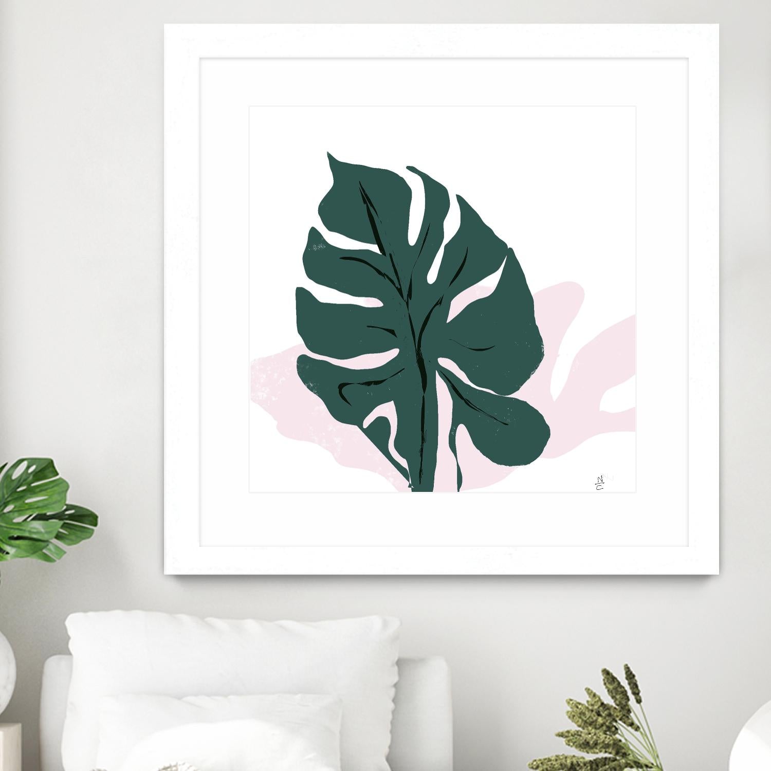 Pink Shadow by Niya Christine on GIANT ART - green contemporary, floral/still life, leaves