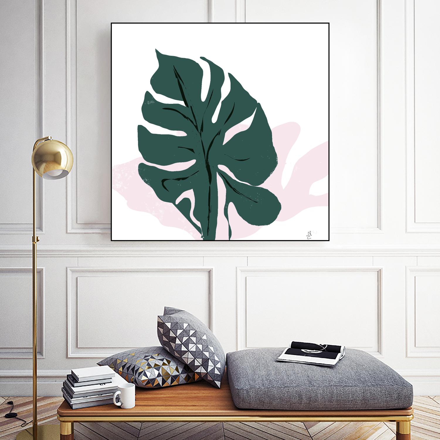 Pink Shadow by Niya Christine on GIANT ART - green contemporary, floral/still life, leaves
