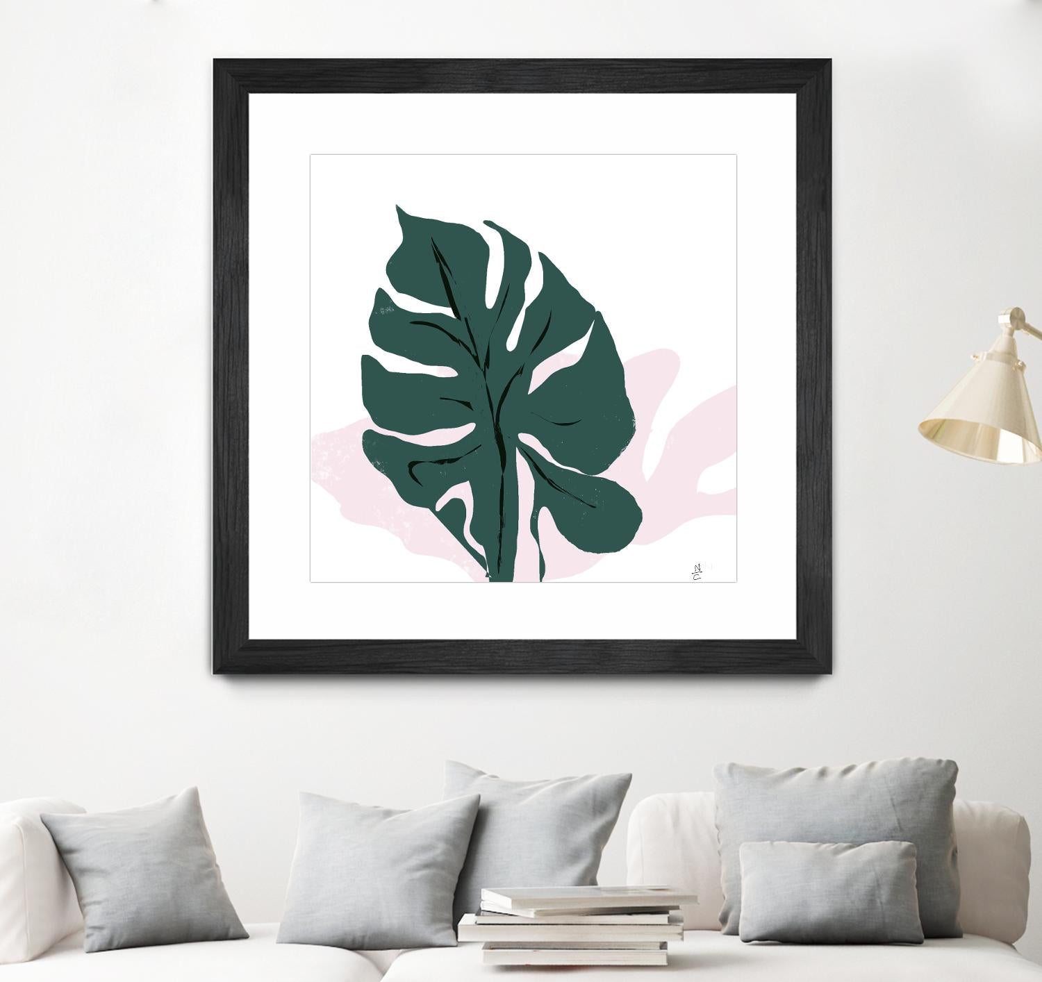 Pink Shadow by Niya Christine on GIANT ART - green contemporary, floral/still life, leaves
