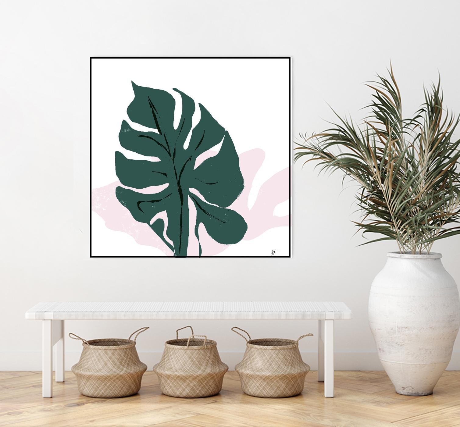 Pink Shadow by Niya Christine on GIANT ART - green contemporary, floral/still life, leaves