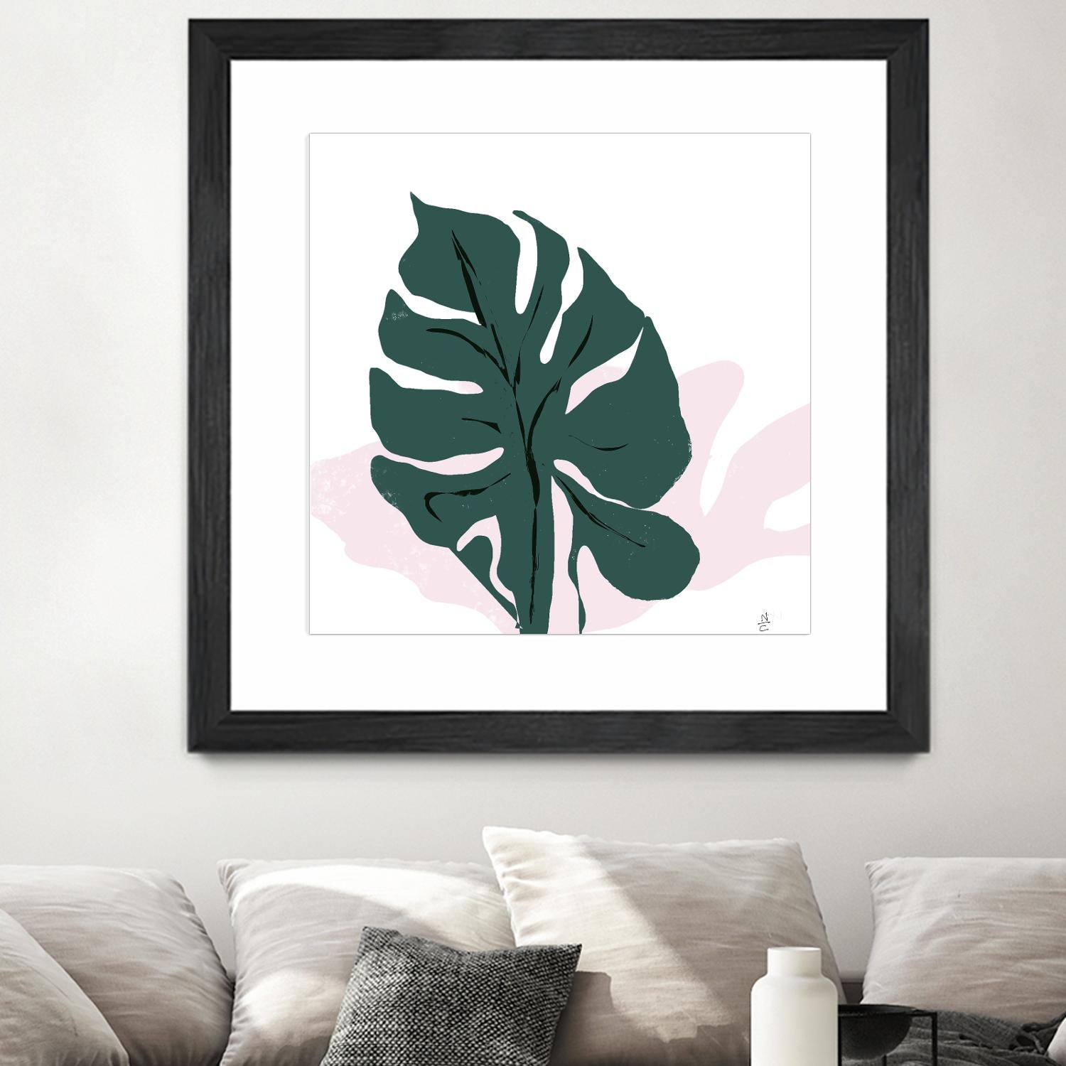 Pink Shadow by Niya Christine on GIANT ART - green contemporary, floral/still life, leaves