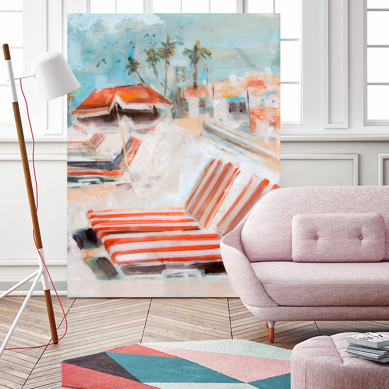 The Lounge by Kym De Los Reyes on GIANT ART - multi coastal, contemporary, landscapes, beaches, palm trees, tropical