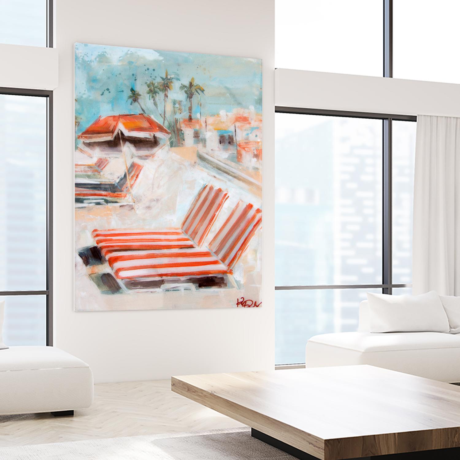 The Lounge by Kym De Los Reyes on GIANT ART - multi coastal, contemporary, landscapes, beaches, palm trees, tropical
