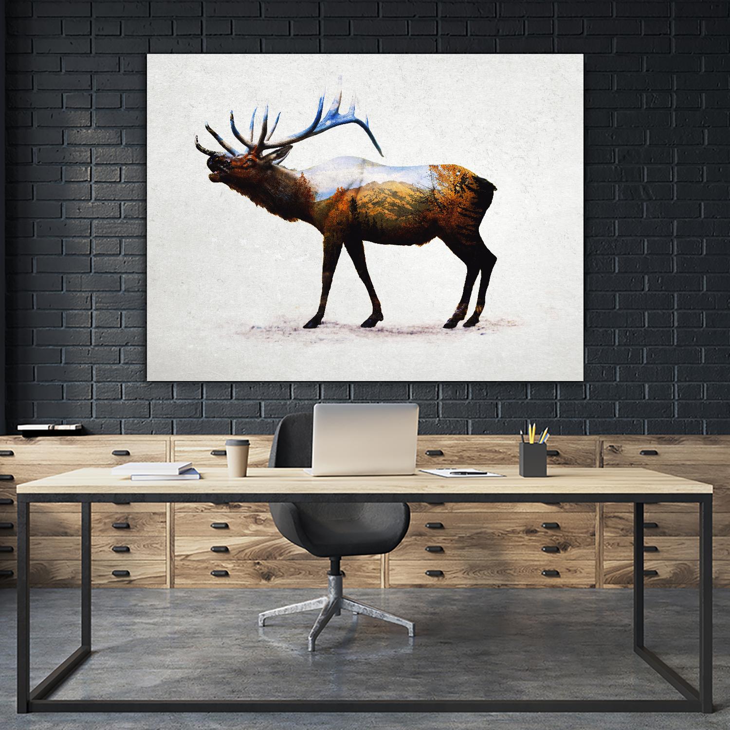 Rocky Mountain Elk by Davies Babies on GIANT ART - white animals