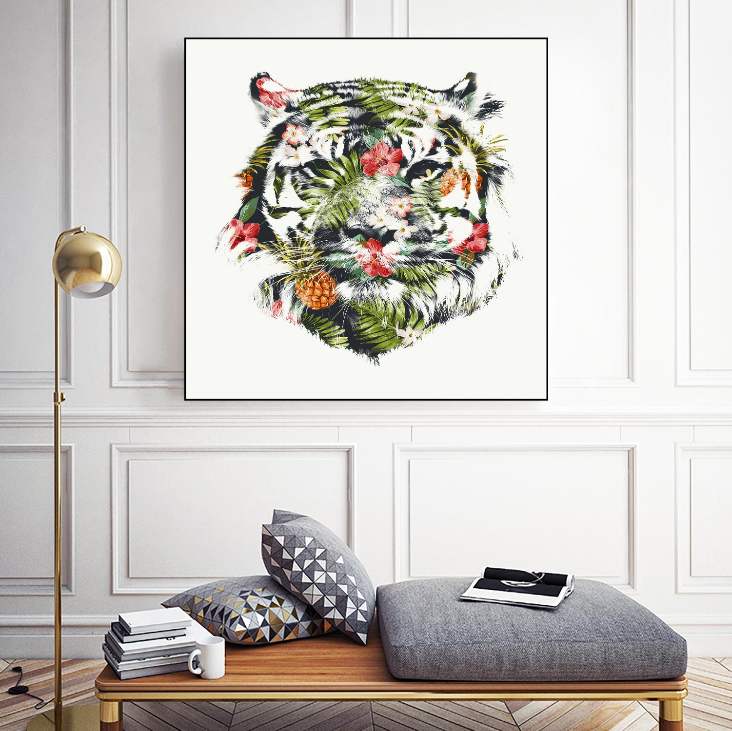 Tropical Tiger by Robert Farkas on GIANT ART - green animals