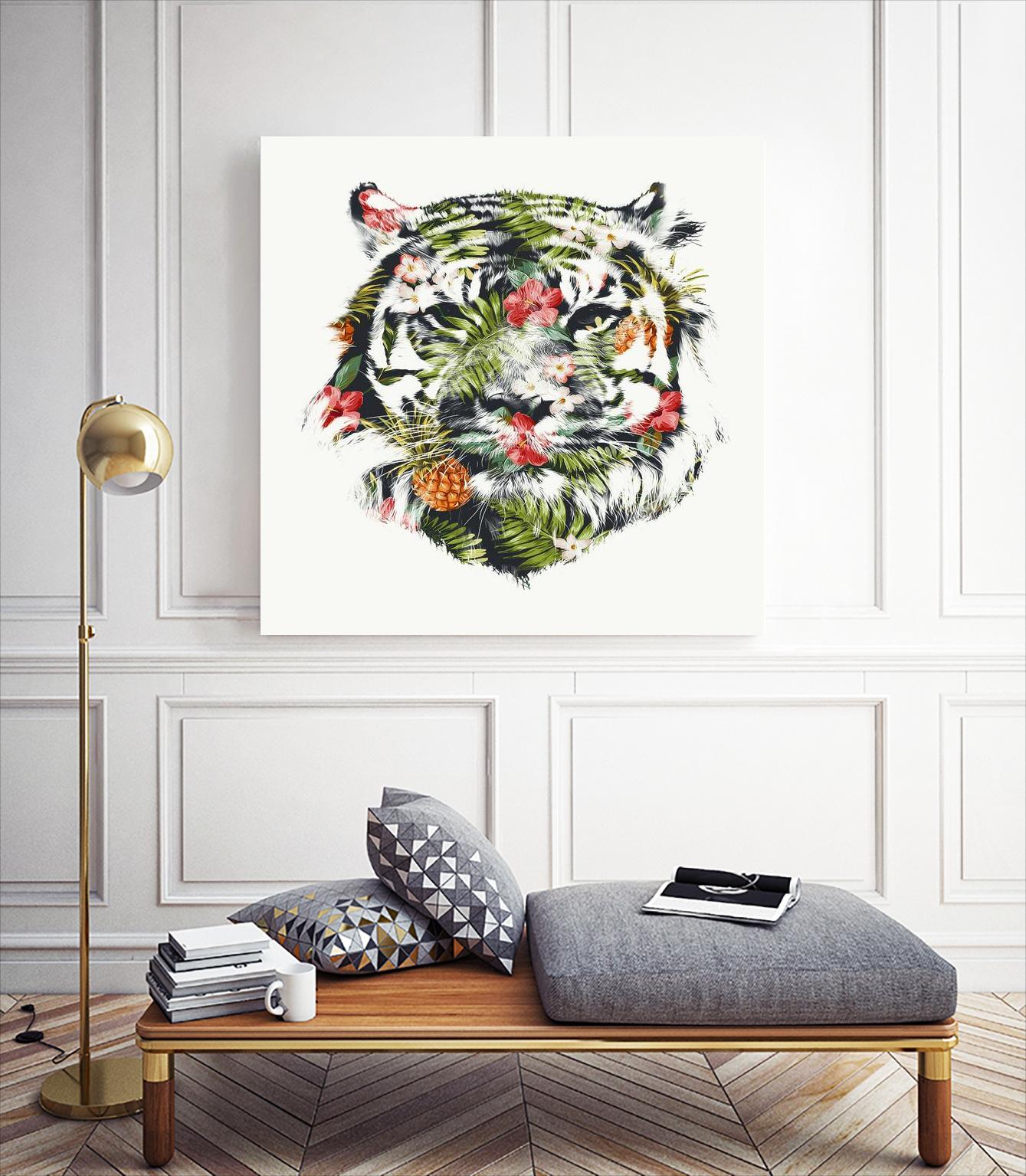 Tropical Tiger by Robert Farkas on GIANT ART - green animals