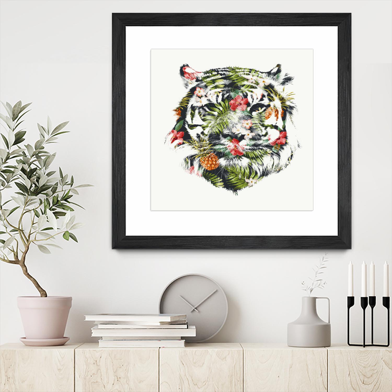 Tropical Tiger by Robert Farkas on GIANT ART - green animals