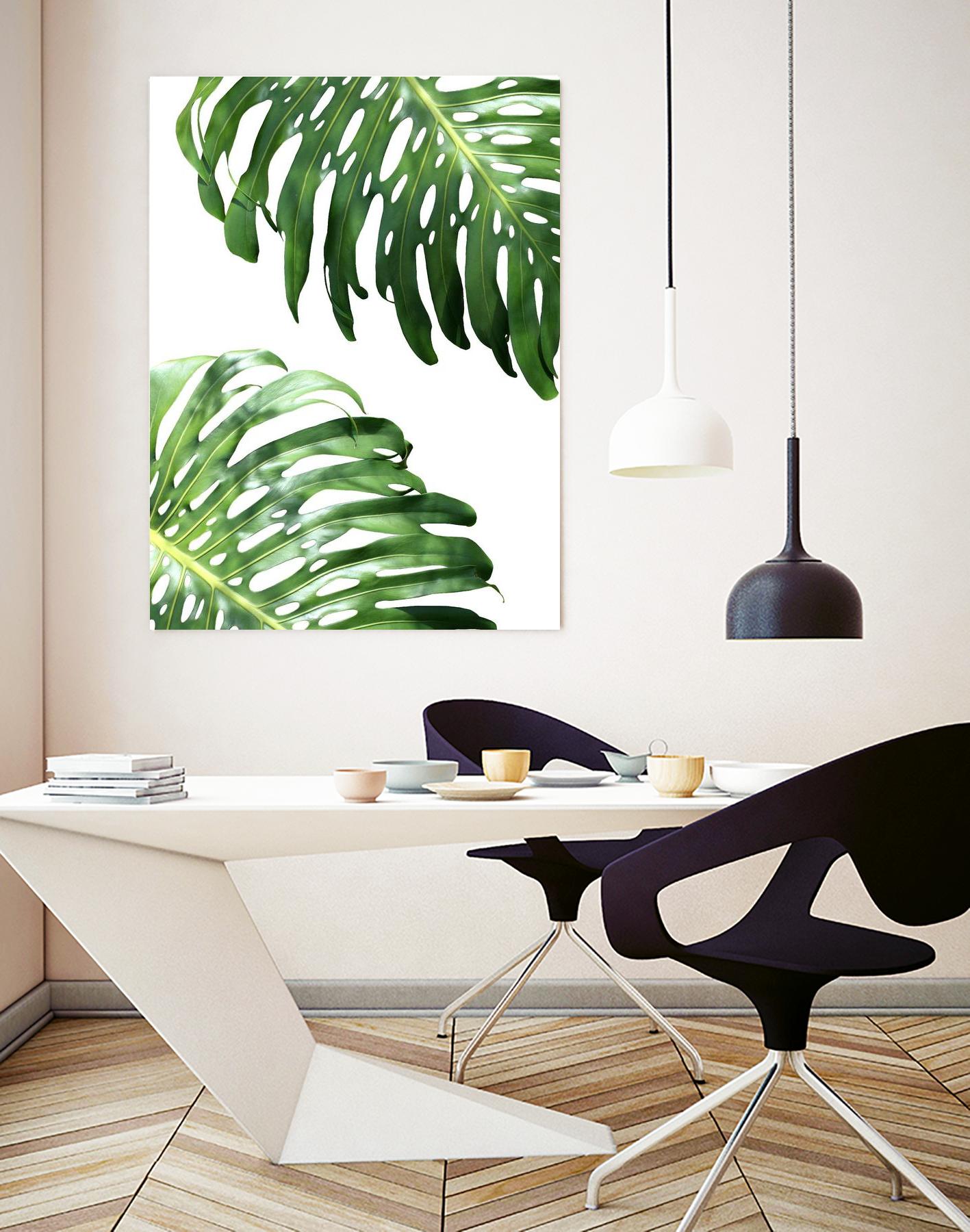 Double Philodendron (color) by Lexie Greer on GIANT ART - green botanical leaves