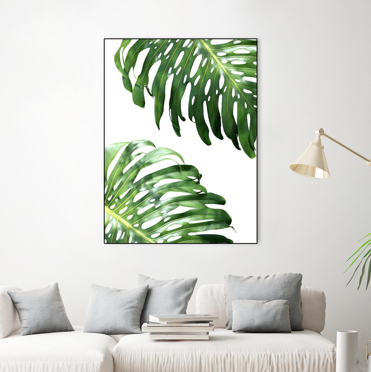 Double Philodendron (color) by Lexie Greer on GIANT ART - green botanical leaves