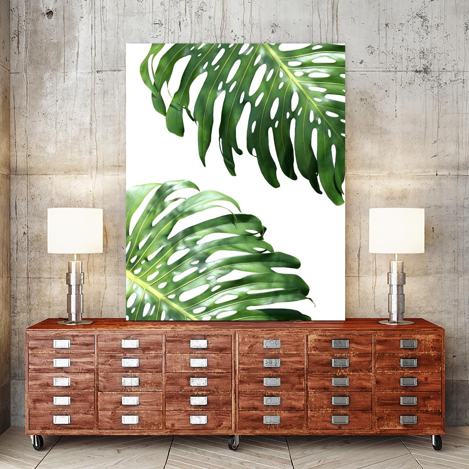Double Philodendron (color) by Lexie Greer on GIANT ART - green botanical leaves